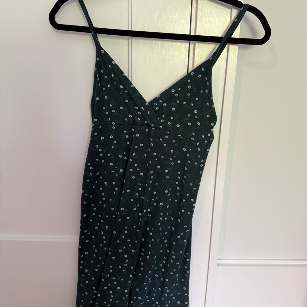 Green Floral Spaghetti Strap Dress